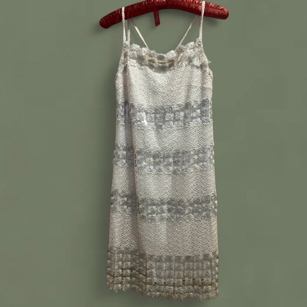 Cream Floral Lace Graduation Dress - Picture 2 of 6